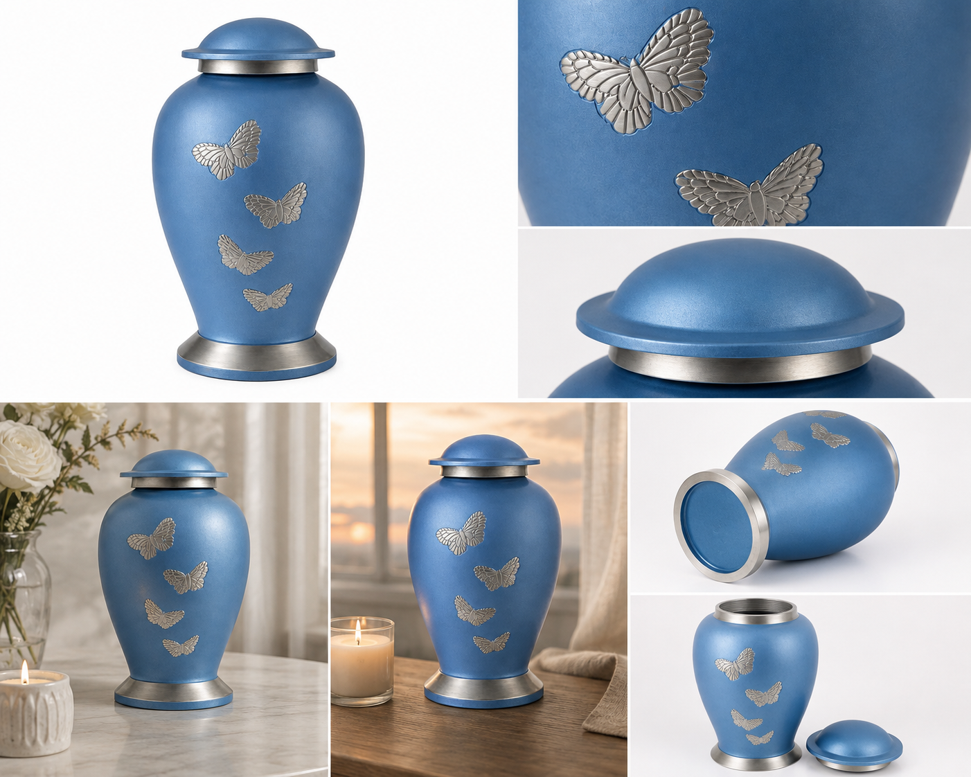 Urn for Ashes "Blue Haven" - Large | Sky Blue | Aluminium Cremation Urn
