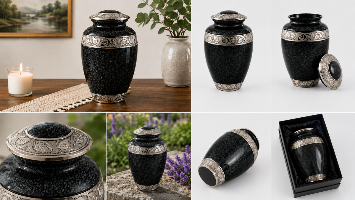 Cremation Urn "Obsidian Legacy" - Large | Charcoal Black | Aluminum Urn