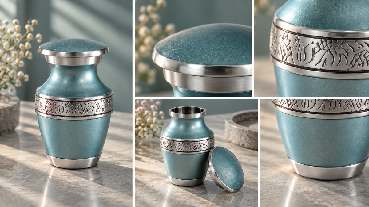 Keepsake Urn for Ashes "Serene Teal" - Small | Green Cremation Urn