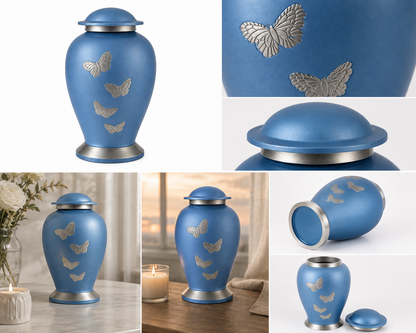 Urn for Ashes "Blue Haven" - Large | Sky Blue | Aluminium Cremation Urn