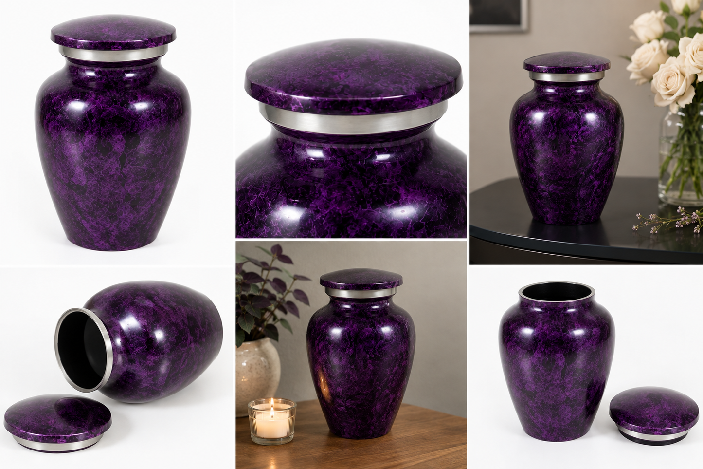Keepsake Urn "Amethyst Grace" - Small | Purple & Silver | Aluminium Urn