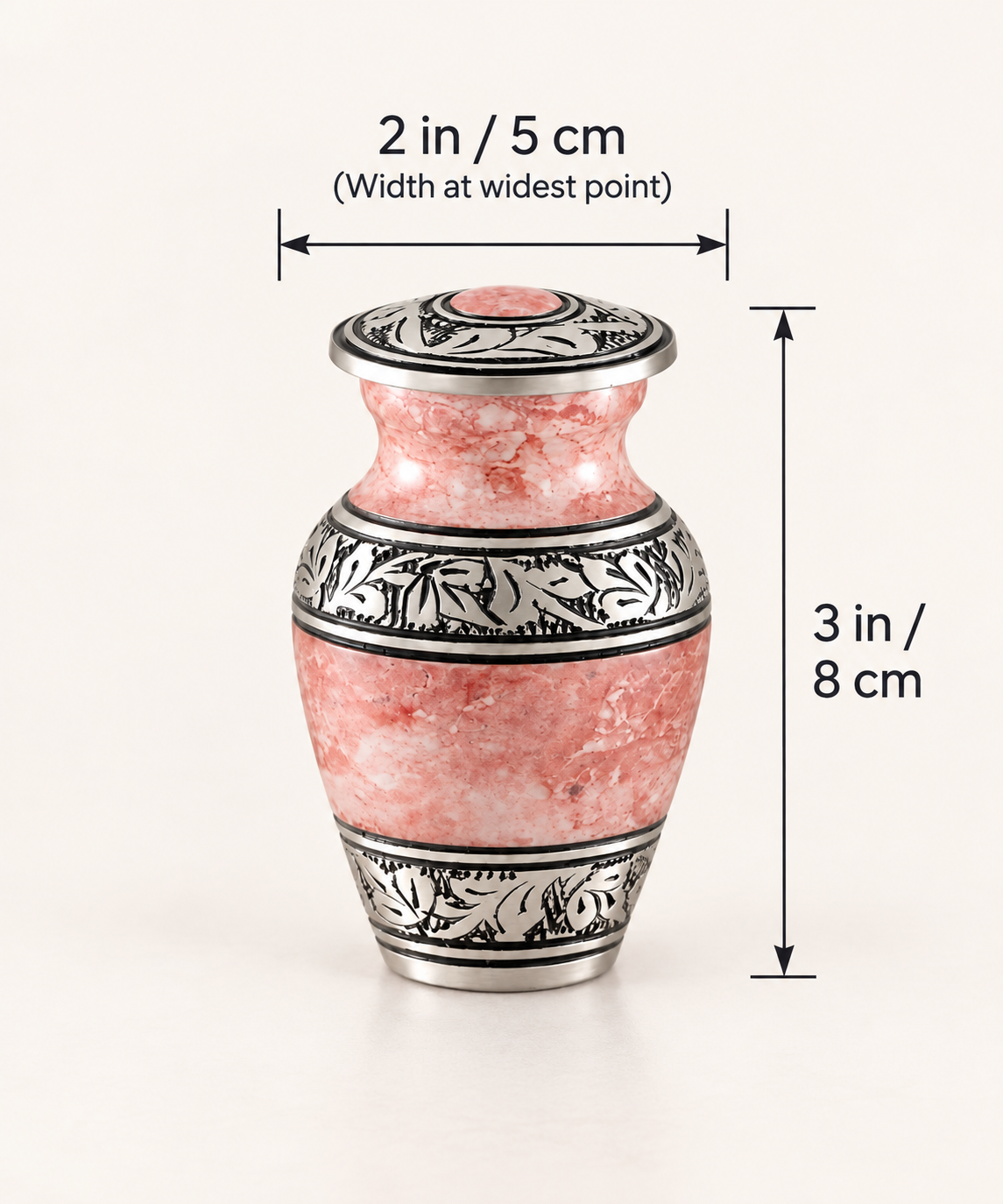 Keepsake Urn for Ashes "Blush Marble" - Small | Pink & Silver | Cremation Urn