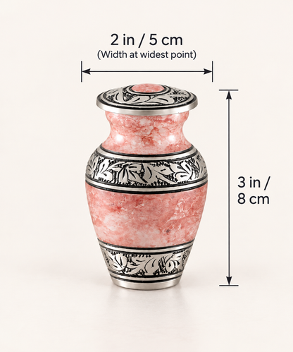 Keepsake Urn for Ashes "Blush Marble" - Small | Pink & Silver | Cremation Urn