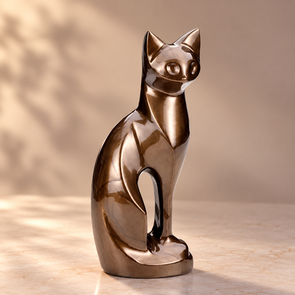 Cremation Urn for Pet Ashes "Bronze Cat" | Sculptural Cat Figurine | Aluminum Pet Urn