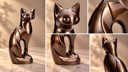Cremation Urn for Pet Ashes "Bronze Cat" | Sculptural Cat Figurine | Aluminum Pet Urn