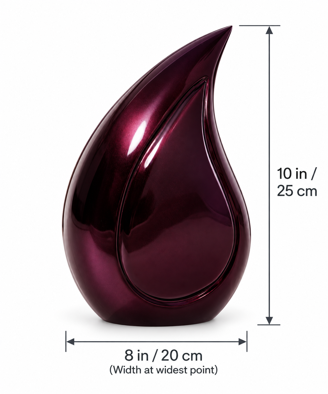 Cremation Urn for Ashes "Burgundy Veil Teardrop" - Large | Sky Blue & Silver | Aluminum Urn