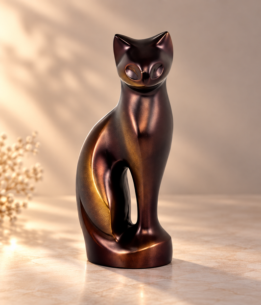 Pet Urn "Copper Cat" | Sculptural Cat Figurine | Cat Urn for Ashes