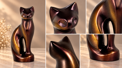 Pet Urn "Copper Cat" | Sculptural Cat Figurine | Cat Urn for Ashes