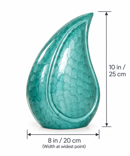 Cremation Urn for Adult Ashes "Emerald Tide" - Large | Sculptural Teal | Aluminum Urn