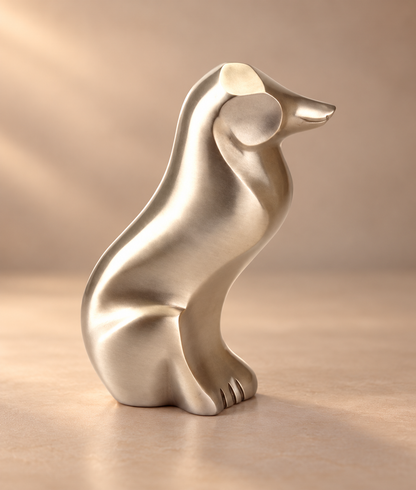 Cremation Urn for Pet Ashes "Faithful Hound" | Sculptural Dog Figurine | Brass Pet Urn