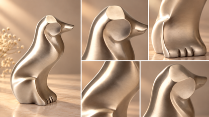 Cremation Urn for Pet Ashes "Faithful Hound" | Sculptural Dog Figurine | Brass Pet Urn