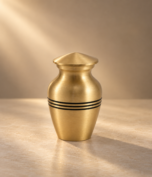 Keepsake Urn for Ashes "Golden Heritage" - Small | Brass Cremation Urn
