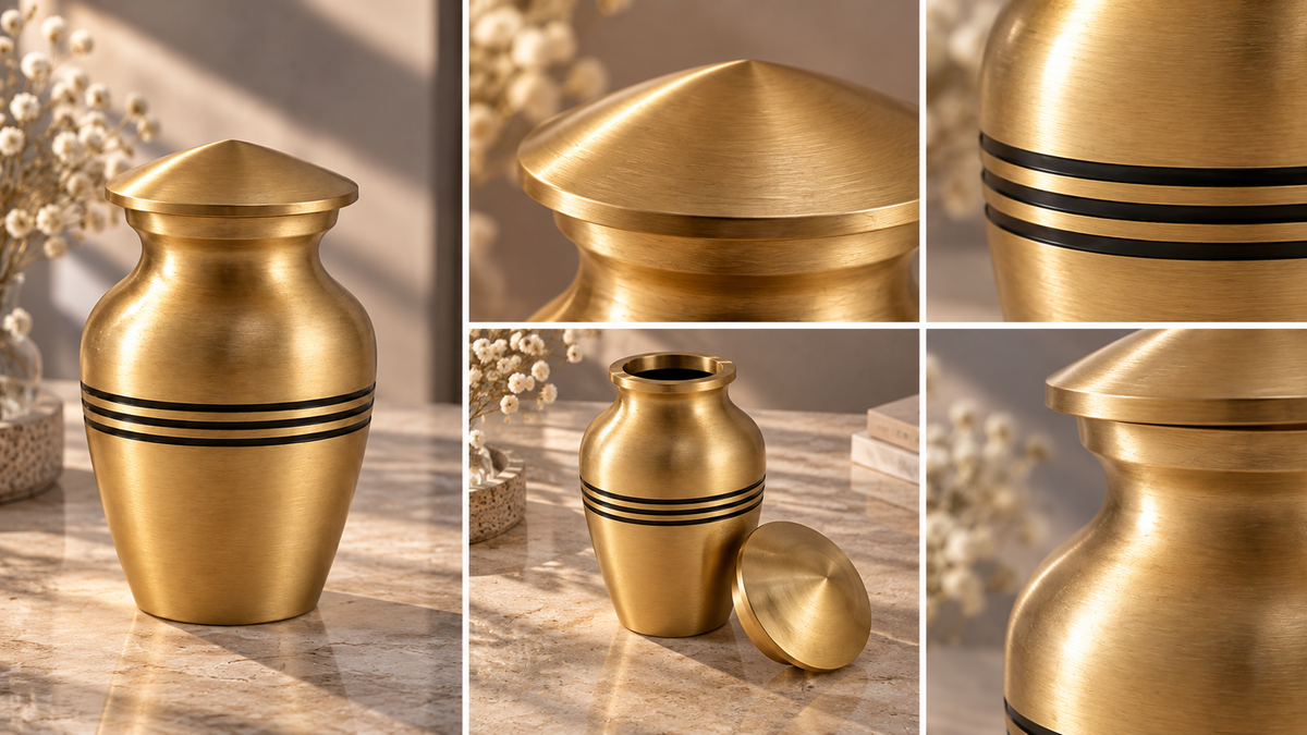 Keepsake Urn for Ashes "Golden Heritage" - Small | Brass Cremation Urn