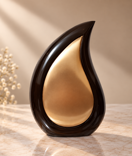 Cremation Urn for Adult Ashes "Golden Reflection" - Large | Sculptural Gold & Bronze | Aluminum Urn