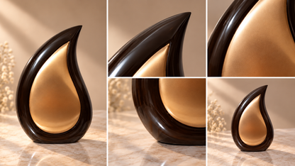 Cremation Urn for Adult Ashes "Golden Reflection" - Large | Sculptural Gold & Bronze | Aluminum Urn