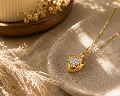 Ashes Jewelry "Heart Companion" - Keepsake Necklace for Ashes | Stainless Steel