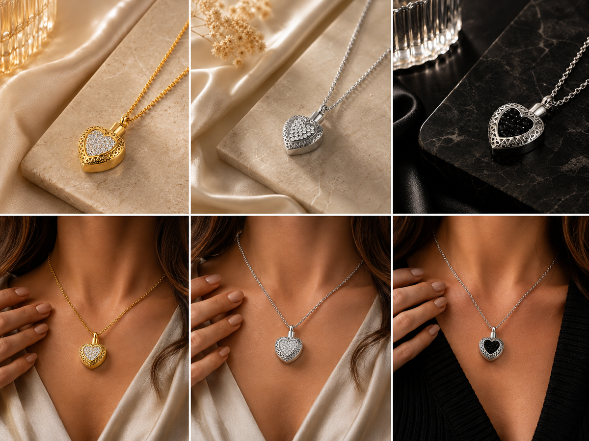 Ashes Jewelry "Heart Companion" - Keepsake Necklace for Ashes | Stainless Steel