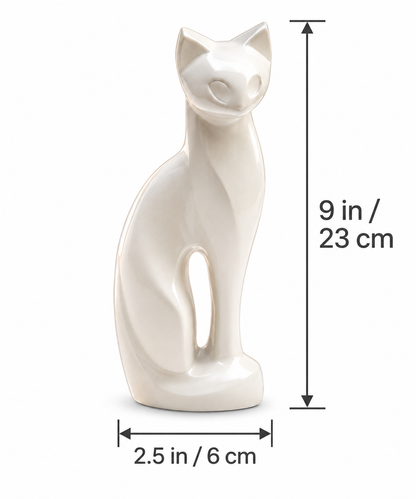 Cremation Urn for Pet Ashes "Ivory Cat" | Sculptural Cat Figurine | Cat Urn