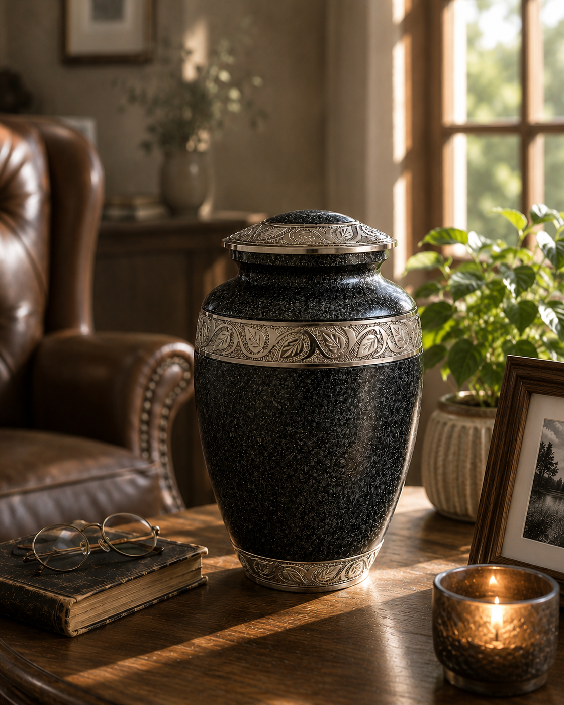 Cremation Urn "Obsidian Legacy" - Large | Charcoal Black | Aluminum Urn