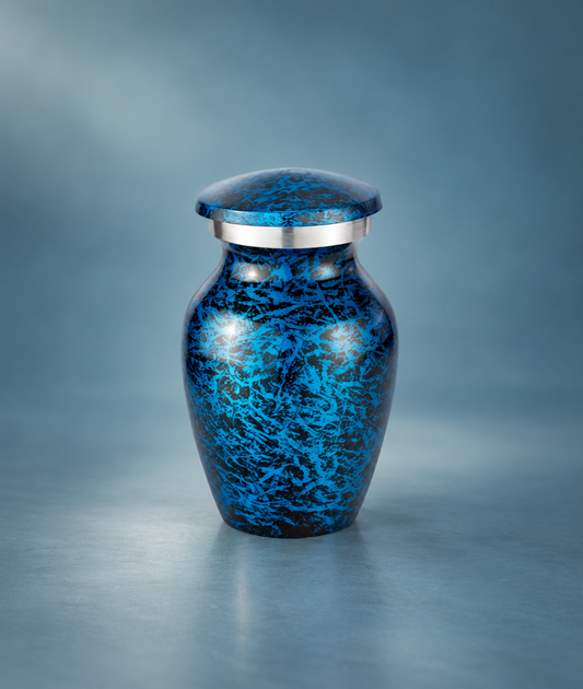 Keepsake Urn for Ashes "Ocean Whisper" - Small | Blue Cremation Urn
