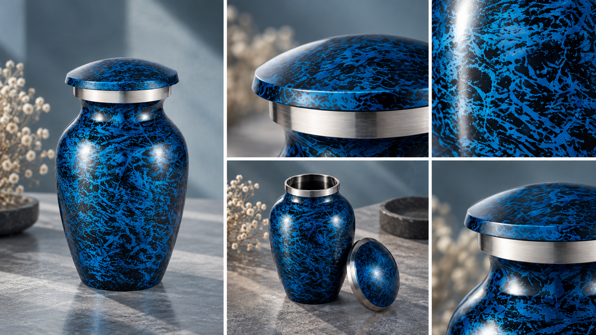Keepsake Urn for Ashes "Ocean Whisper" - Small | Blue Cremation Urn