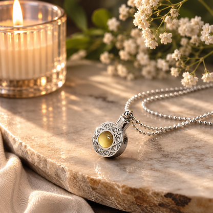 Ashes Jewelry - "Opal Radiance" Memorial Necklace for Ashes | Stainless Steel