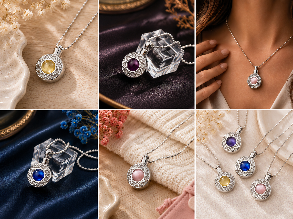 Ashes Jewelry - "Opal Radiance" Memorial Necklace for Ashes | Stainless Steel