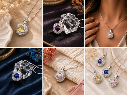Ashes Jewelry - "Opal Radiance" Memorial Necklace for Ashes | Stainless Steel
