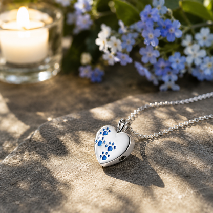 Dog Ashes Jewelry "Pawprint Forever" - Small | Blue, Silver, Black or Gold | Stainless Steel