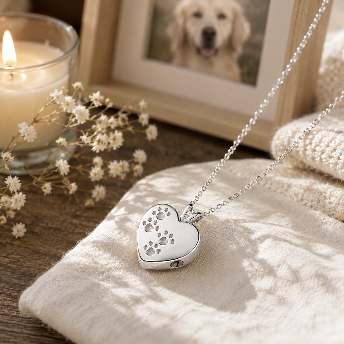 Dog Ashes Jewelry "Pawprint Forever" - Small | Blue, Silver, Black or Gold | Stainless Steel