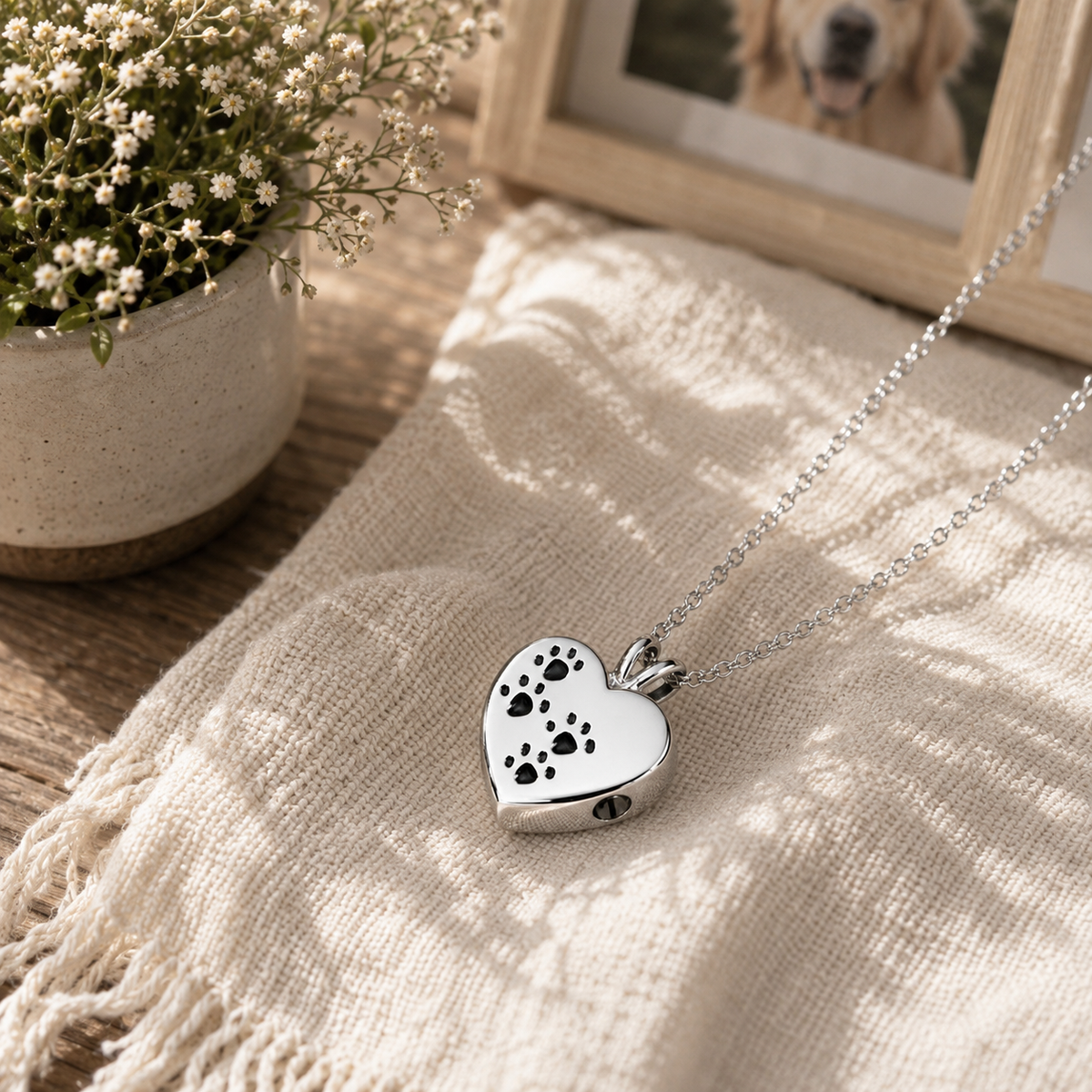 Dog Ashes Jewelry "Pawprint Forever" - Small | Blue, Silver, Black or Gold | Stainless Steel