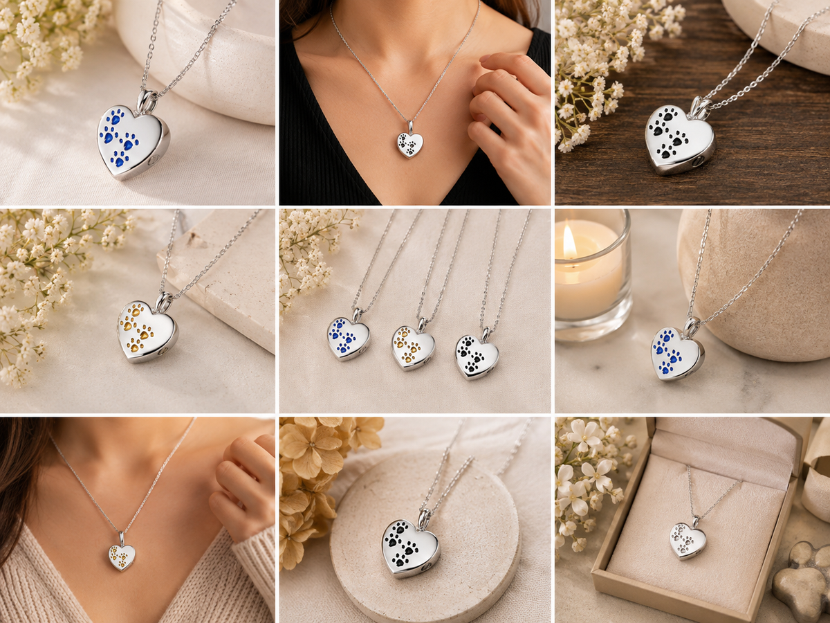 Dog Ashes Jewelry "Pawprint Forever" - Small | Blue, Silver, Black or Gold | Stainless Steel