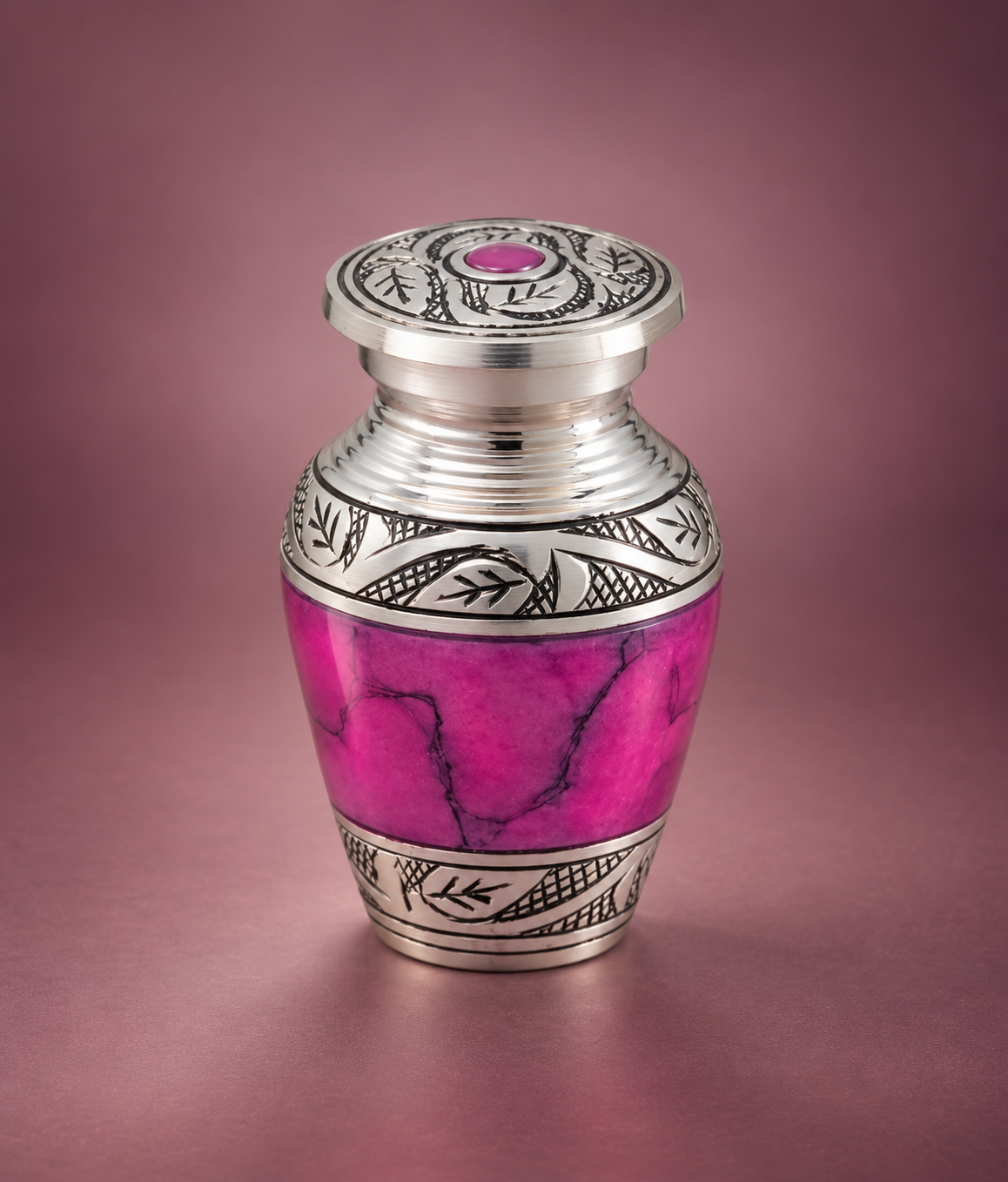 Keepsake Urn for Ashes "Rose Quartz" - Small | Pink & Silver | Cremation Urn