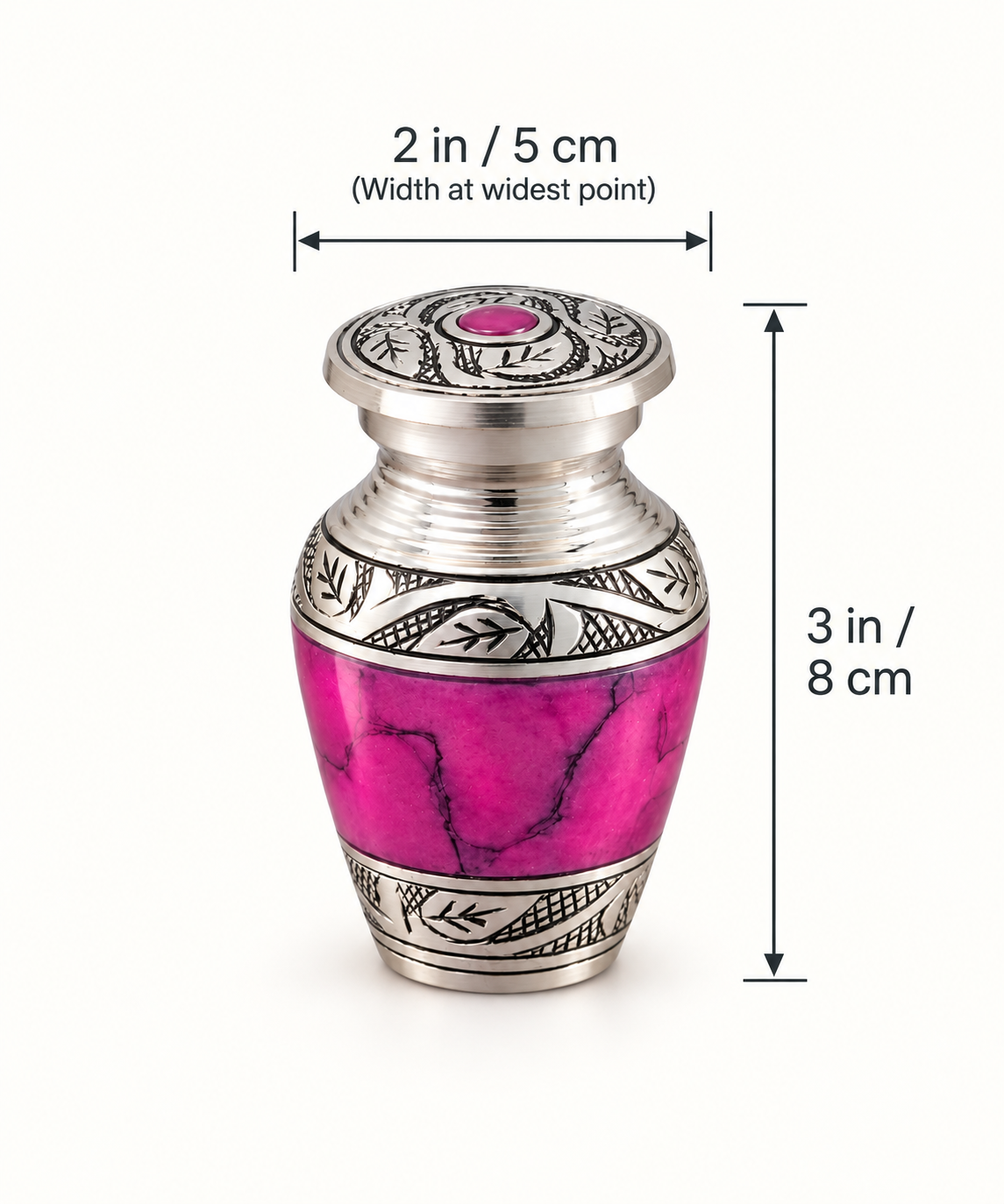 Keepsake Urn for Ashes "Rose Quartz" - Small | Pink & Silver | Cremation Urn
