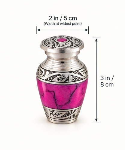 Keepsake Urn for Ashes "Rose Quartz" - Small | Pink & Silver | Cremation Urn