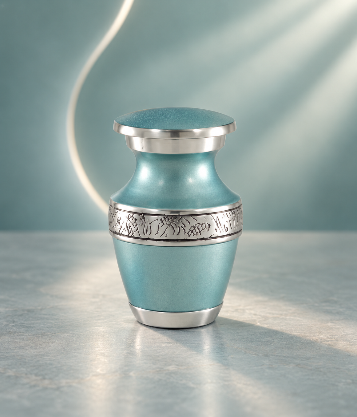 Keepsake Urn for Ashes "Serene Teal" - Small | Green Cremation Urn