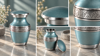 Keepsake Urn for Ashes "Serene Teal" - Small | Green Cremation Urn