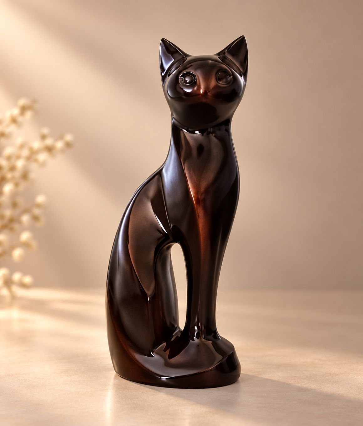 Cremation Urn for Pet Ashes "Sitting Cat" | Sculptural Cat Figurine | Aluminum Pet Urn