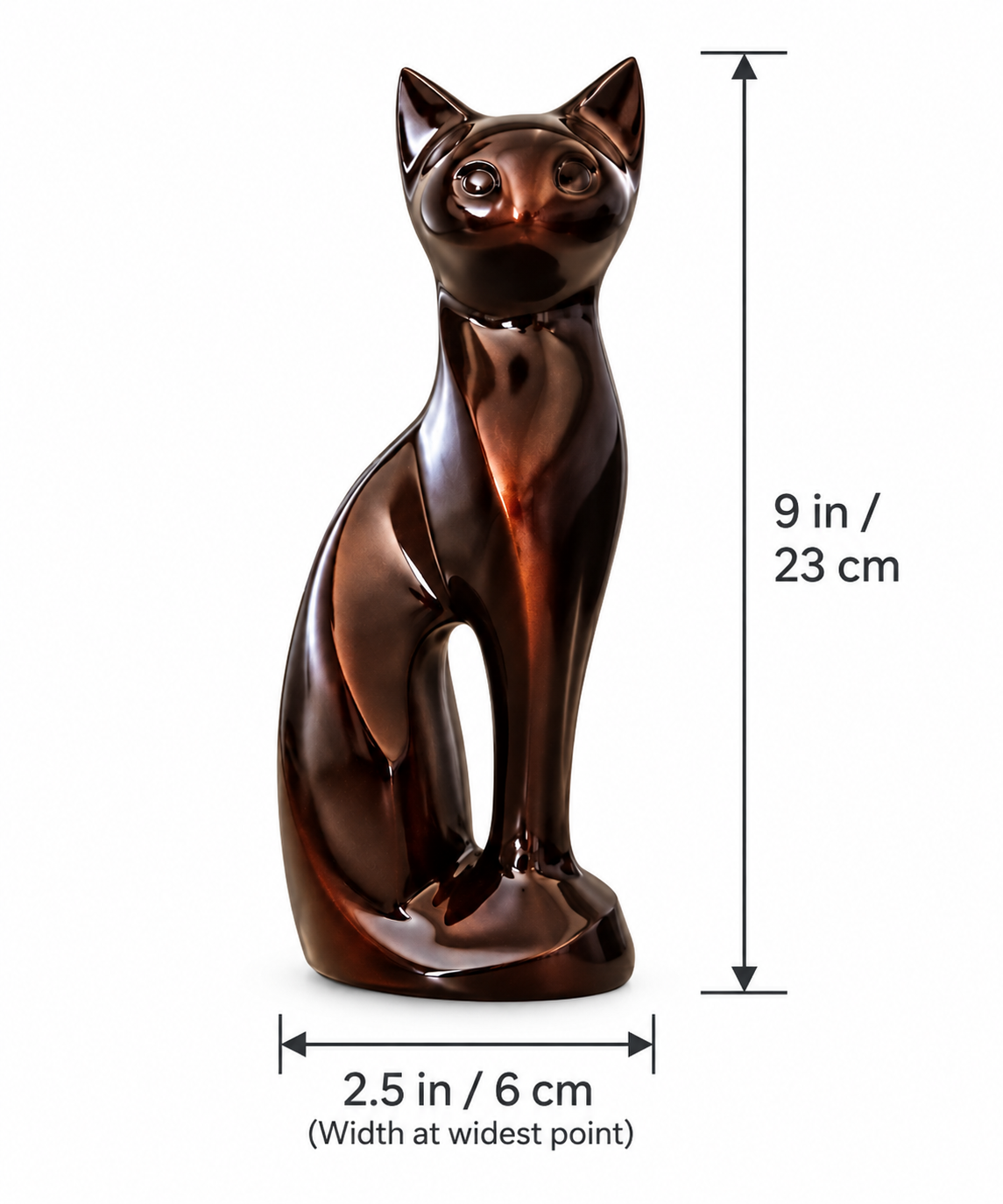 Cremation Urn for Pet Ashes "Sitting Cat" | Sculptural Cat Figurine | Aluminum Pet Urn