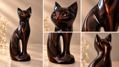 Cremation Urn for Pet Ashes "Sitting Cat" | Sculptural Cat Figurine | Aluminum Pet Urn